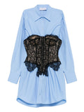 Giuseppe Di Morabito Lace Corset Shirt Dress — Black/ Blue/ Red — Size XS — Front View