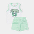 Exclusive JDN 23 Shorts Preschool Set (Mint/White) — 4 — Front View