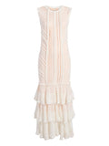 Cinq A Sept Maceio Ruffled Maxi Dress — White/ Red — Size S — Front View