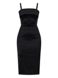 Dolce Gabbana Satin Strap Mini Dress — Black — Size S — Front View