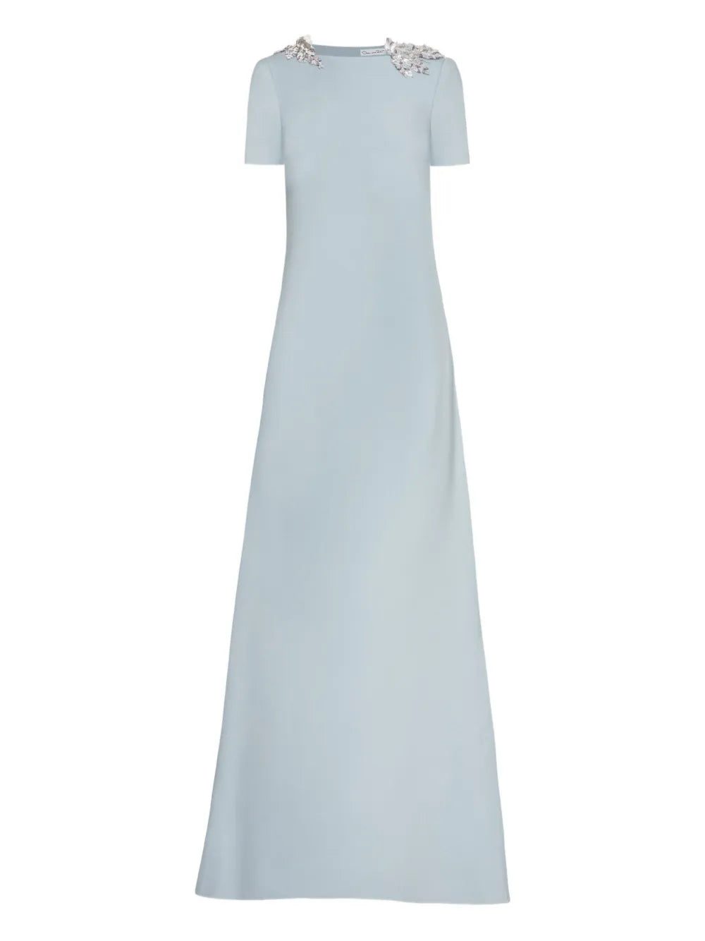 Oscar De La Renta Sequin Embellished Open Back Dress — Blue — Size S — Front View
