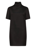 Loulou De Saison Elton Mock Neck Short Sleeve Dress — Black — Size XS — Front View