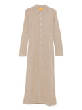 Guest In Residence Cashmere Buttoned Front Shirt Midi Day Dress — Beige — Size XS — Front View