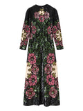 La Doublej Sequin Embroidery Floral Pattern Maxi Dress — Black — Size XS — Front View