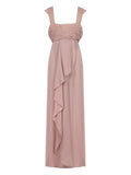Valentino Garavani Embroidered Frill Maxi Dress — Red/ Pink — Size XS — Front View