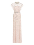 Jenny Packham Crystal Embellished High Neck Maxi Dress — Same as shown — Size XS — Front View