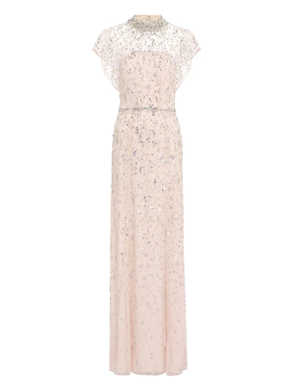 Jenny Packham Crystal Embellished High Neck Maxi Dress — Same as shown — Size XS — Front View