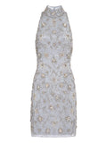 Jenny Packham Starry Night Embellished Mini Dress — Blue — Size S — Front View