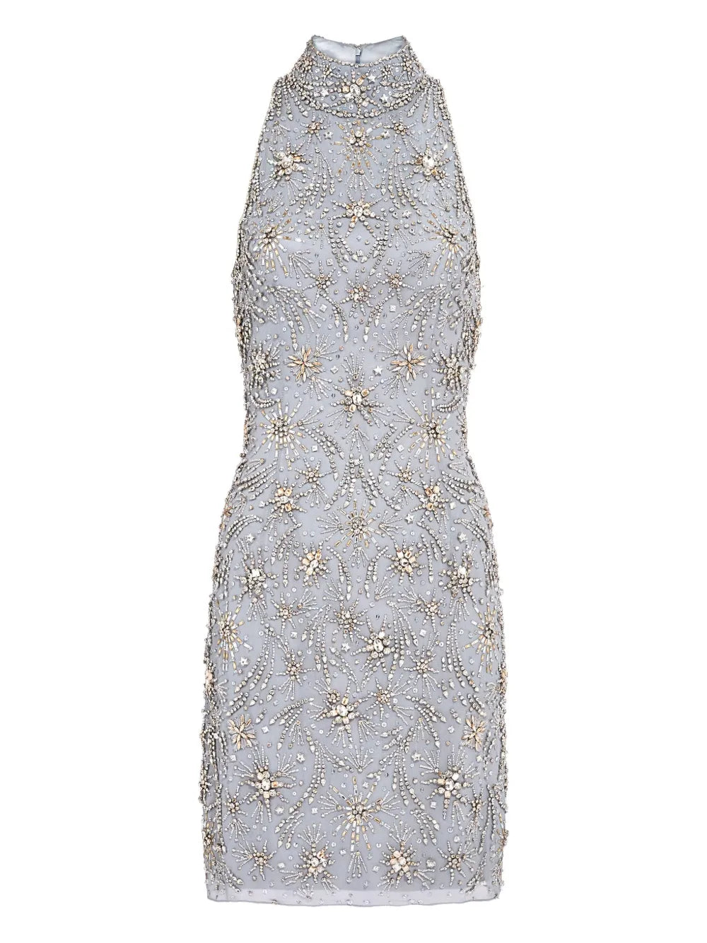 Jenny Packham Starry Night Embellished Mini Dress — Blue — Size S — Front View