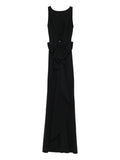 Chiara Boni La Petite Robe Bow Detail Draped Maxi Dress — Black — Size XS — Front View