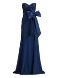 Tadashi Shoji Kinah Strapless Maxi Dress — Blue/ Navy — Size S — Front View