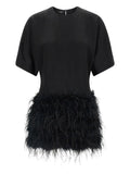 Pinko Feather Trimmed Dress — Black/ Pink — Size XS — Front View