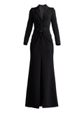Tadashi Shoji Flower Embellished V Neck Gown — Black — Size XS — Front View
