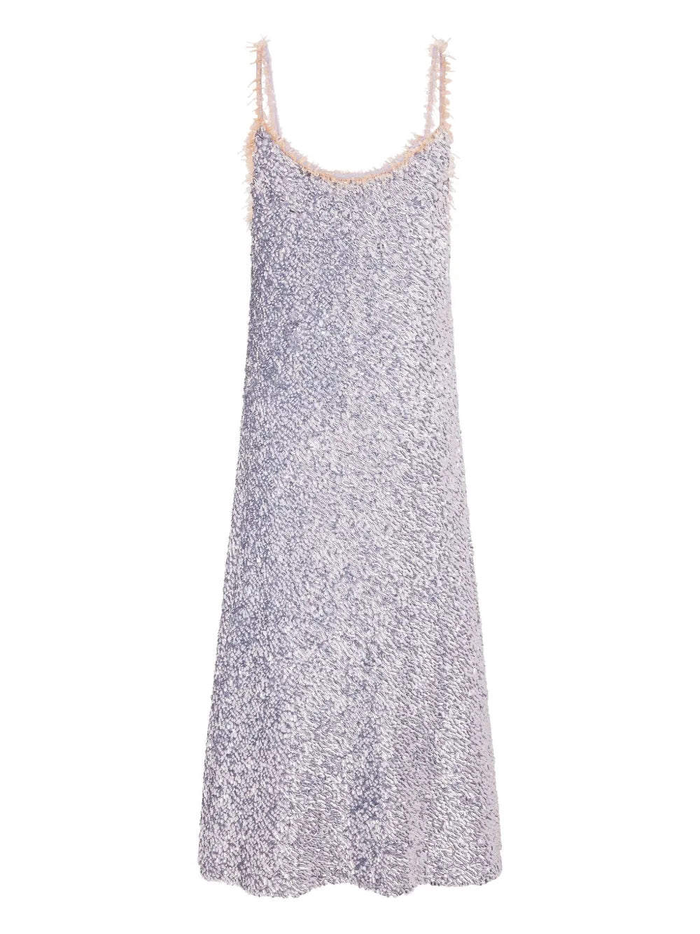 Rabanne Sequin Embellished Slip Midi Dress — Silver — Size XS — Front View