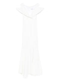 Vestiaire Dun Oiseau Libre Off The Shoulder Dress — White/ Red — Size XS — Front View