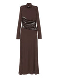Nanushka Turtleneck Maxi Dress — Dark Brown/ Brown — Size XS — Front View