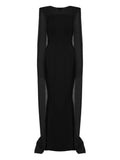 Vestiaire Dun Oiseau Libre Cape Maxi Dress — Black — Size XS — Front View