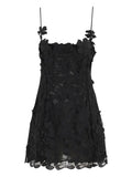 Blumarine Floral Lace Mini Dress — Black — Size M — Front View