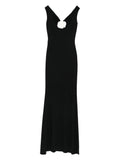 Roserry Flower Embellished Maxi Dress — Black — Size M — Front View