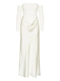 Rotate Birger Christensen Ruched Details Maxi Dress — White — Size XS — Front View