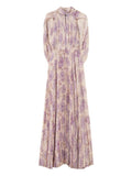 Twinset Pleated Floral Print Dress — Beige — Size XS — Front View