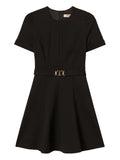 Twinset Oval T Buckle Dress — Black — Size M — Front View
