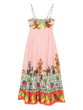 Alemais Floral Print A Line Dress — Pink — Size XS — Front View