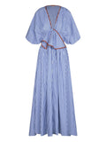 Johanna Ortiz Endless Spring Midi Dress — Blue/ Red — Size XS — Front View