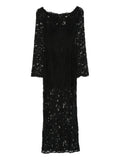 Manuri Lace Embellished Boat Neck Maxi Dress — Black — Size XS — Front View