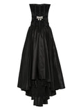 Nissa Bow Embellished Maxi Dress — Black/ Red — Size XS — Front View