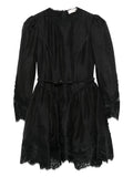 Zimmermann Lace Trimmed Mini Dress — Black/ Red — Size XS — Front View