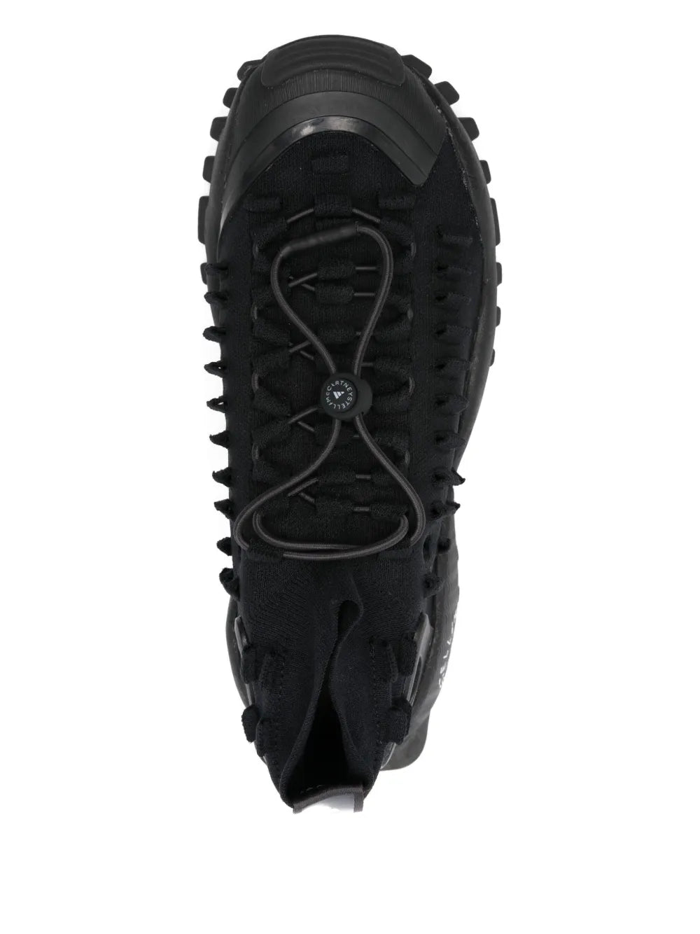 adidas By Stella Mccartney Ridged-Sole Lace-Up Sneakers — Black — Size US M 10 - US W 11.5 — Top View