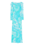 Pucci Orchidee Print Maxi Dress — Blue — Size XS — Front View