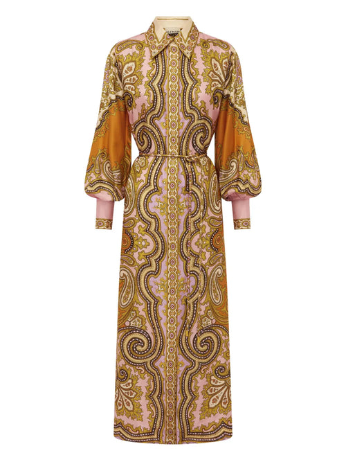 Alemais Paisley Print Puff Sleeve Maxi Dress — Same as shown — Size S — Front View