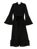 Valentino Garavani Ruffled Bell Sleeve Dress — Black — Size XS — Front View
