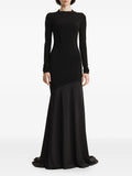 2310 Studio Long Sleeve Fishtail Maxi Dress — Black — Size XS — Front View