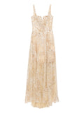 Saiid Kobeisy Sequin Embellished Long Dress — Red/ Gold — Size XS — Front View