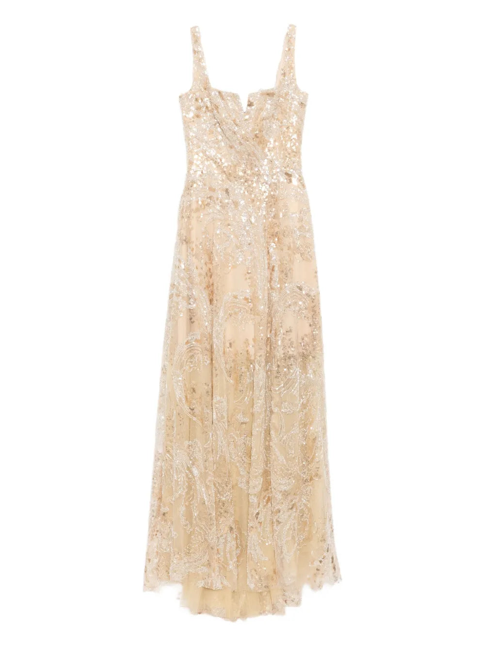 Saiid Kobeisy Sequin Embellished Long Dress — Red/ Gold — Size XS — Front View