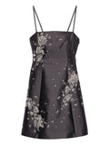 Prada Crystal Embellished Mini Dress — Grey/ Red — Size XL — Front View