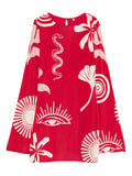 Cala De La Cruz Misha Long Sleeved Mini Dress — Red — Size XS — Front View