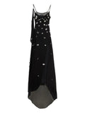Blumarine Scattered Embellishments Maxi Dress — Black/ Red — Size S — Front View