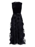 Elie Saab Floral Sleeveless Maxi Dress — Black — Size XS — Front View