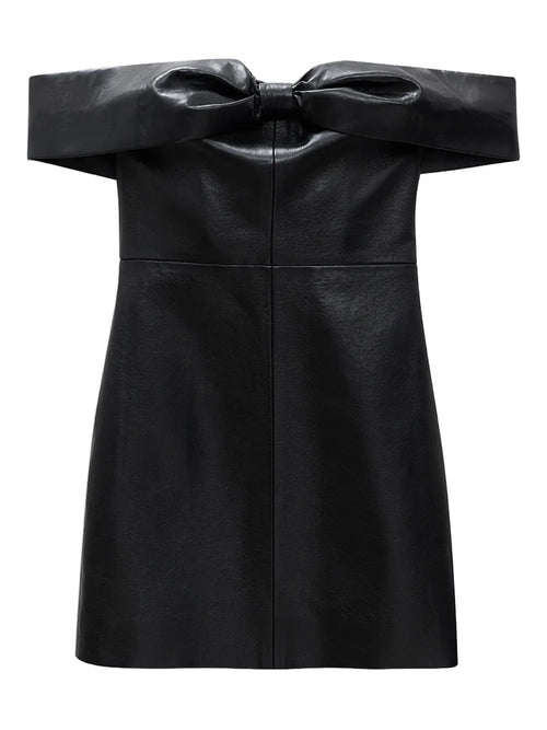 Anine Bing Bow Detailing Strapless Mini Dress — Black — Size XS — Front View