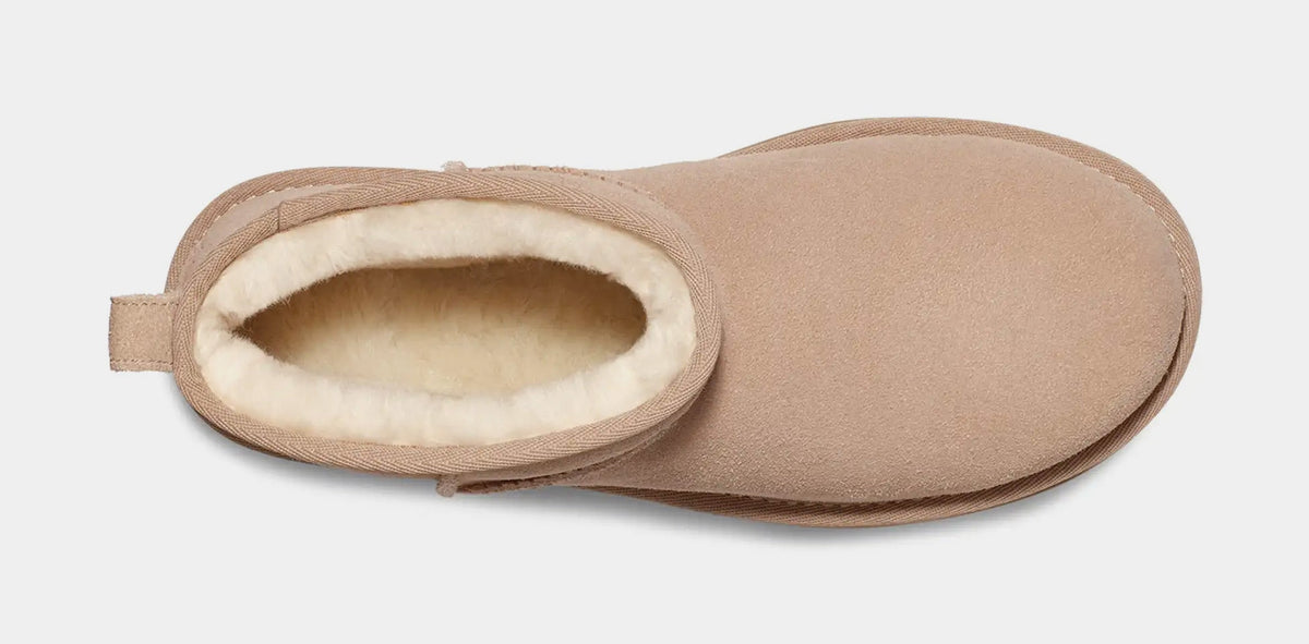 Exclusive Classic Ultra Mini Platform Womens Boots (Beige) — 5 — Top View