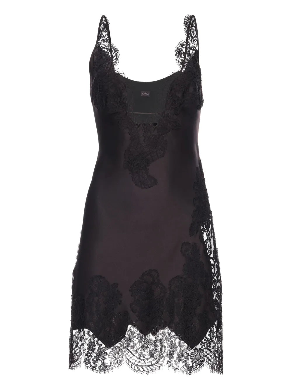 Il Volo Cara Lace Trimmed Slip Dress — Black — Size XS — Front View