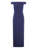 Lauren Ralph Lauren Off Shoulder Split Dress — Navy — Size S — Front View