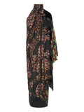Dries Van Noten Patchwork Asymmetric Maxi Dress — Black — Size XS — Front View