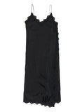 Bimba Y Lola Lace Trimmed Slip Midi Dress — Black/ Red — Size XS — Front View