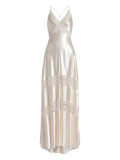 Alberta Ferretti Lace Panel Dress — White — Size XS — Front View