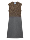 Prada Fur Collar Wool Dress — Grey — Size XS — Front View